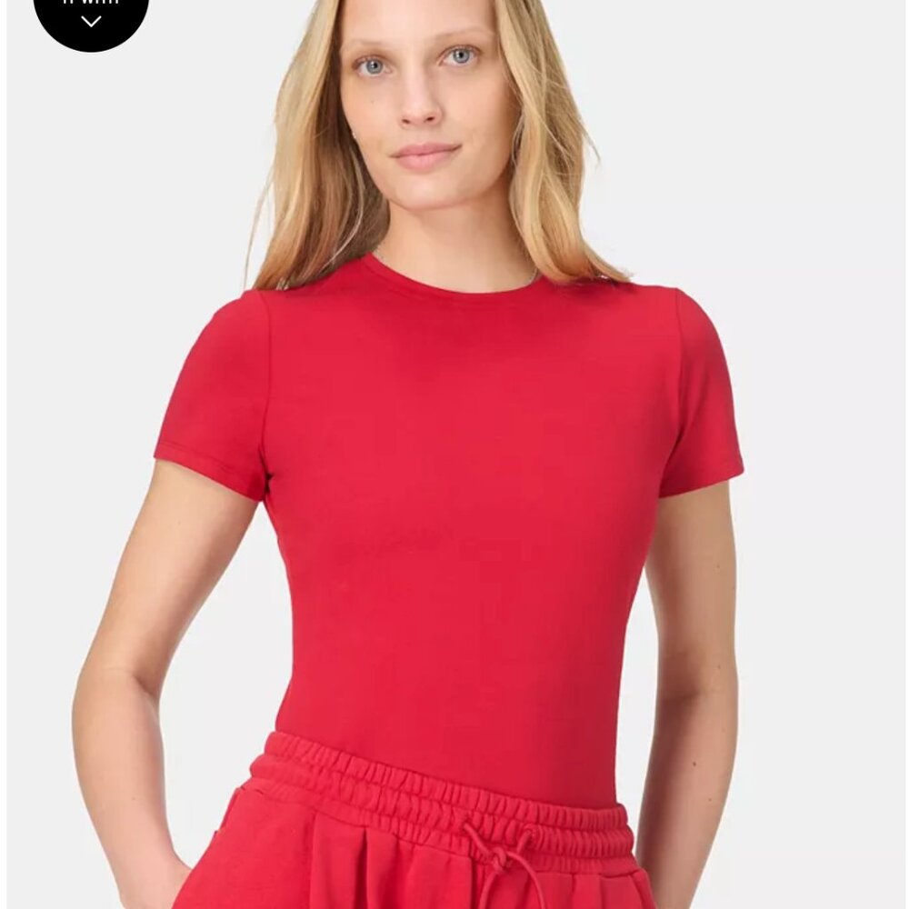 Sweaty Betty Essential Sculpt Short Sleeve Top red small